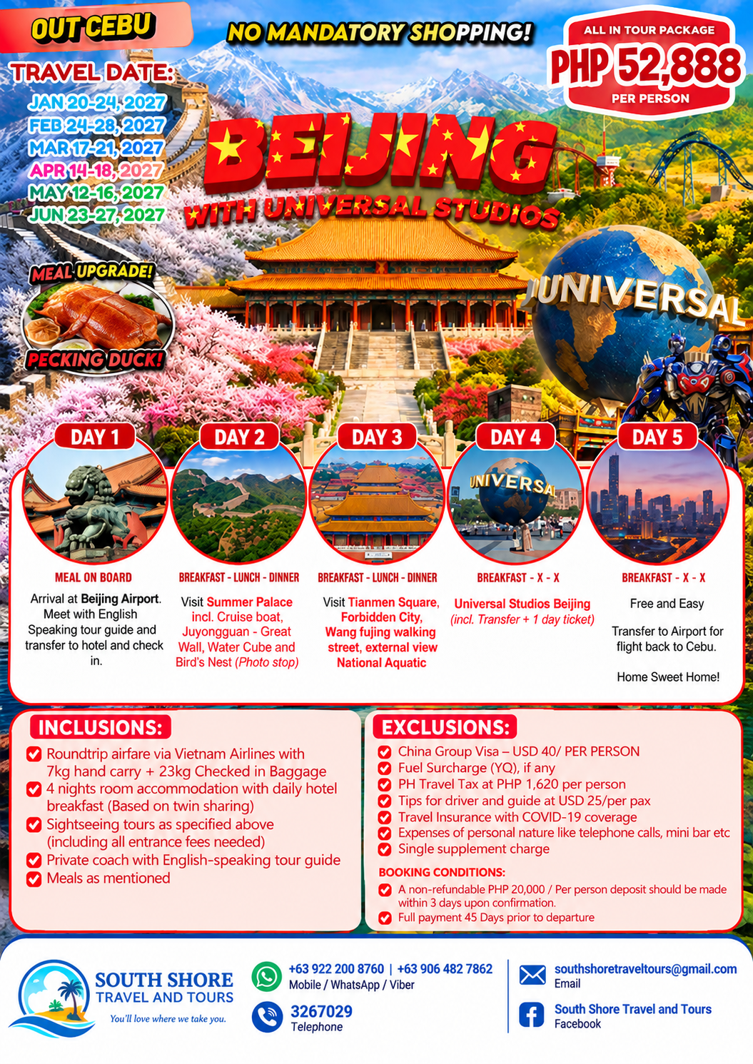 Beijing Tour package from cebu and manila