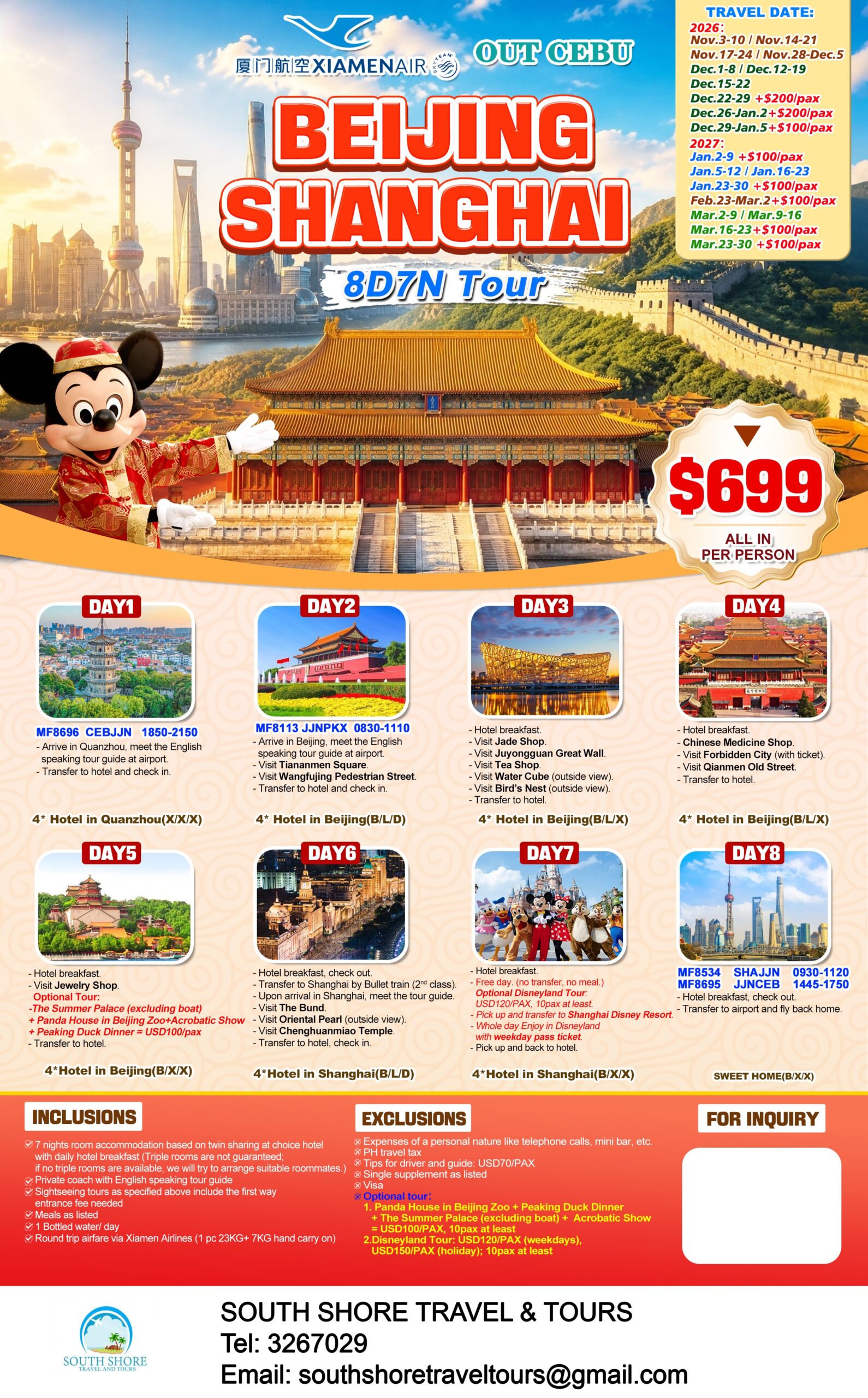 Beijing Tour package from cebu and manila